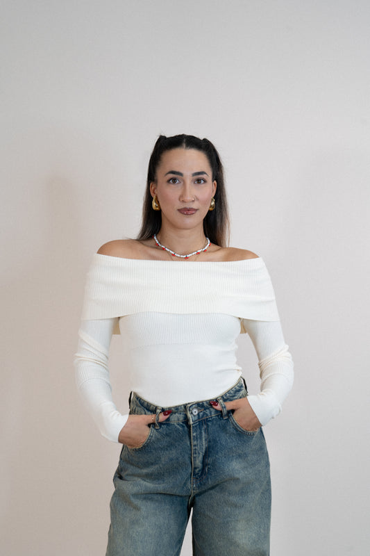 TOP IN MAGLIA BIANCO